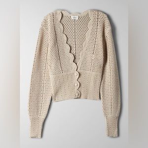 Wilfred Caraway Cardigan | Beige Crochet Cardigan Aritzia